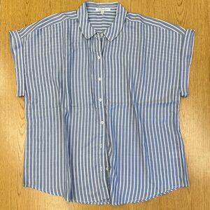 Workshop Republic Clothing Light Blue and White Striped Button Up Shirt Size 1X